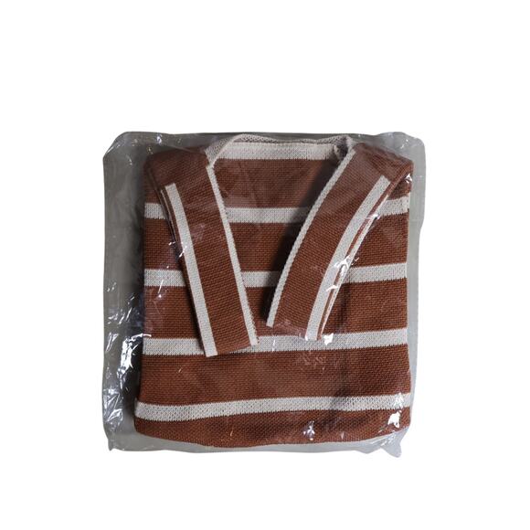 Japandi Knot Bag Soft Knit Foldable Lightweight, Y2K caramel & Cream NWT - Picture 6 of 8